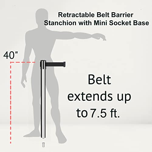 Montour Line MX630SK Retractable Belt Barrier Stanchions, Set of 2 - color: Black and Yellow Diagonal, size: 7.5 ft