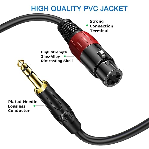 LanSenSu XLR to 1/4 TRS Stereo Adapter - XLR Female to 1/4 Inch (6.35mm) Stereo Balanced Microphone Audio Converter Adapter Cable 2Pack (6.6ft) - size: 6.35mm to XLR Female-6.6ft