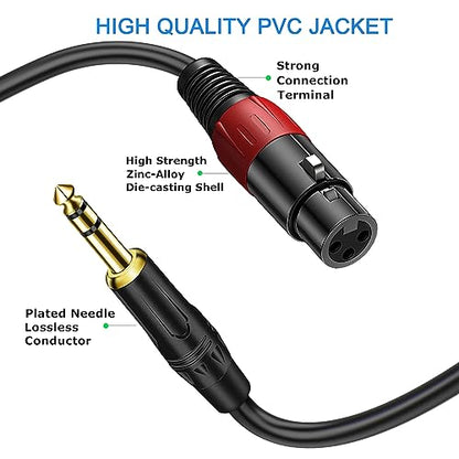 LanSenSu XLR to 1/4 TRS Stereo Adapter,XLR Female to 1/4 Inch (6.35mm) Stereo Balanced Microphone Stereo Audio Converter AdapterCable 2Pack- 11.8inch - size: 6.35mm to XLR Female-11.8in
