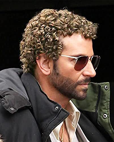 Swiking Mens Short Blonde Afro Curly Wigs Rocker Wig California Halloween Cosplay Costume Daily Male Synthetic Fibre Hair Wig (Blonde) - color: Blonde Grey