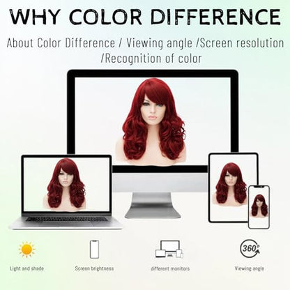 Cying Lin 18" Long Curly Wine Red Beehive Wig Bangs Heat Resistance Fiber Synthetic Hair Party Cosplay Halloween Wigs(RED WINE) - color: WINE RED
