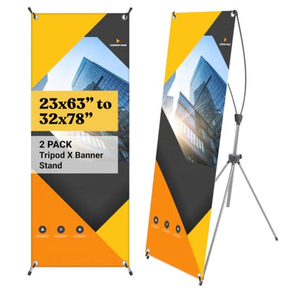 T-SIGN X Banner Stand, Banners & Signs for Business - 23inch x 63inch to 32inch x 78inch Adjustable Banner Holder - Portable Retractable Banner with Bag - Banner for Trade Show & Display (Pack of 2) - size: 2 Pack