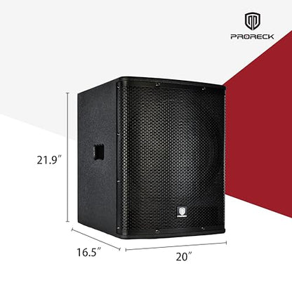 PRORECK SP-15X Active Powered PA DJ Subwoofer Cabinet 15 inch 2000W P.M.P.O with Class-D Amplifier,3 DSP Presets-Monitor, Bass Reinforcement, Black, for Wedding, Party, Concert, Church (One Subwoofer)