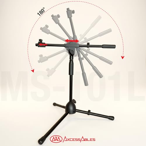 AxcessAbles Short Microphone Stand with 34" Telescoping Boom Arm | Low Profile Mic Tripod for Drums and Guitar Amps - style: 1 Mic Stand