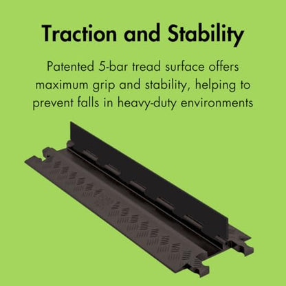 Checkers 2 Channel Low Profile Drive Over Cable Protector with Built in ADA Compliant Ramp, Heavy Duty Loads up to 46,000 Pounds, Polyurethane Construction, Black/Black, GD2X75-B/B - color: Black, style: ADA Compliant