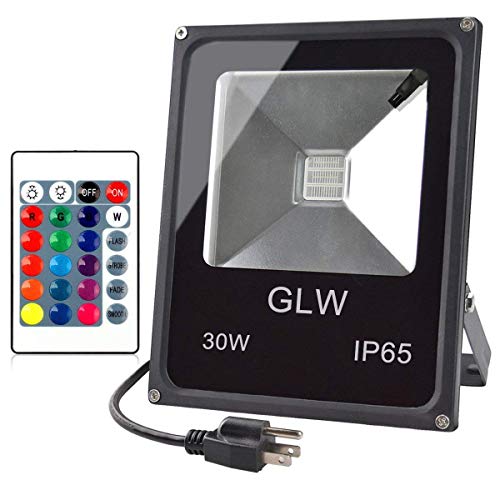 LED RGB Flood Light Stage Lighting, 30W Outdoor Color Changing Lights with Remote Control, IP65 Waterproof Dimmable Wall Washer Light, Flood Lamp 16 Colors 4 Modes with US 3-Plug - color: 30W(R G B)