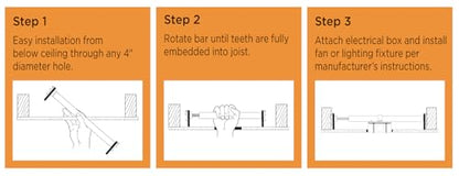 Westinghouse 0110000 Saf-T-Brace Ceiling Fan Mounting Brace, Silver | Twist-and-lock installation, Fits ceiling fan installations, Three-tooth design, Includes mounting hardware