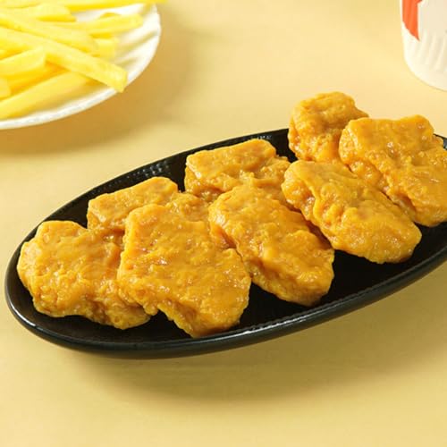Toyvian Artificial Fried Chicken Model and French Fries Model 10-Piece Fake Food Set for Doll House Kitchen Display Food Decor Photobooth Props Market Showcase Small Lightweight