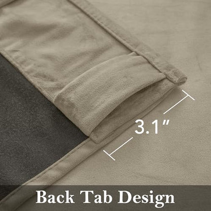 Back Tab Beige Curtains for Bedroom, W52 x L90 inches, 2 Panels | Soft Heavy Velvet, Room Darkening Privacy Protect Window Treatments, Living Room Thermal Insulated Drapes, Dining Room - color: Beige, size: 52"W x 90"L (Pack of 2)