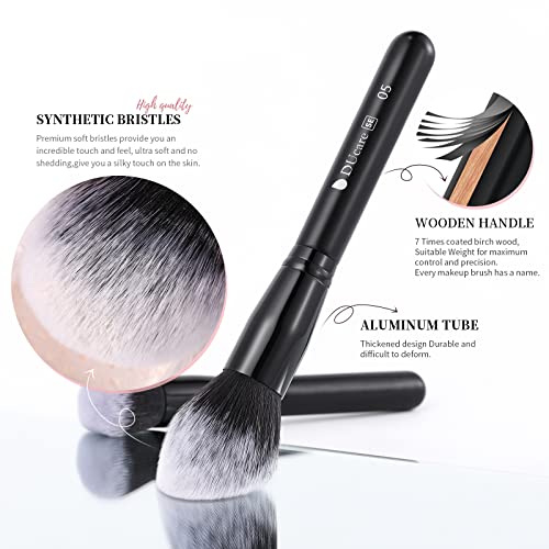 DUcare Makeup Brushes 15Pcs Premium Synthetic Kabuki Makeup Brush Set, Professional Foundation Concealers Powder Blush Blending Face Eye Shadows Black Brush Sets - color: black nobag