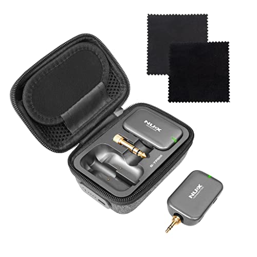 NUX B-7PSM 5.8 GHz Wireless in-Ear Monitoring System Bundle with 2pcs Microfiber Polishing Cloths, Charging Case Included, Stereo Audio transmitting