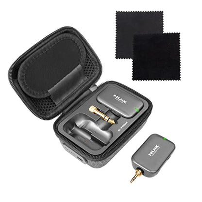 NUX B-7PSM 5.8 GHz Wireless in-Ear Monitoring System Bundle with 2pcs Microfiber Polishing Cloths, Charging Case Included, Stereo Audio transmitting