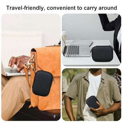 BOVKE Carrying Case for PLAUD Note AI Voice Recorder and Magnetic Protective Case, PLAUD Note Digital Audio Recorder Storage Bag Holder with Extra Space for Charging Cables, Magnetic Ring, Black