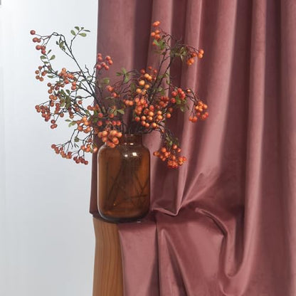 Roslynwood Velvet Dusty Rose Curtain 84 inch Long - Curtains Block Light Rod Pocket Thermal Insulated Window Drapes Set for Living Room/Bedroom/Dining Room, W52 x L84, 2 Panels - color: Dusty Rose, size: 52"W x 84"L (Pack of 2)