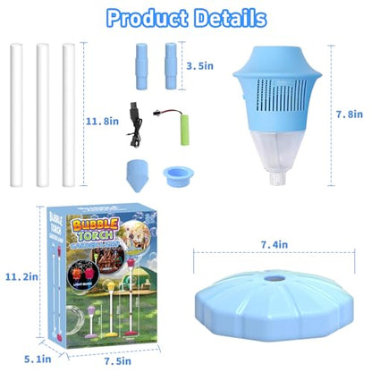 Infowush Bubble Machine for Kids, Automatic Standing Bubble Maker Machine | Height Adjustable Up to 47 Inches, Outdoor Battery Bubble Machine with Light/Music for Toddlers, Birthday Party Gifts (Blue) - color: Blue