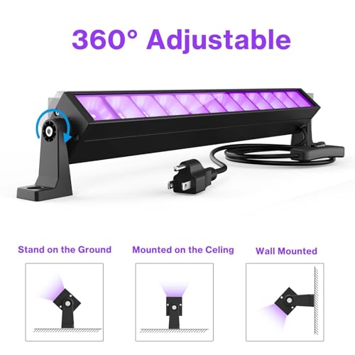 40W LED Black Light Bar for Glow Party, Blacklight with Plug &Switch, Each Light Up 484 Sq.ft Area, Halloween Glow Lights, Fluorescent Body Paint, Stage Lighting