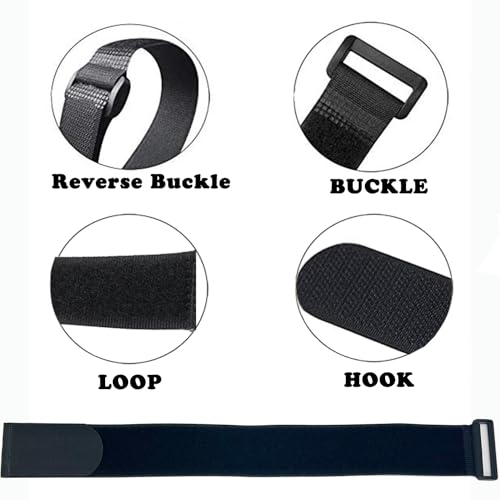 6 Pack 32 Inch heavy duty Hook and Loop Straps 2 Inch Wide Cinch Straps | Adjustable Multi-Purpose Hook and Loop Straps with Buckle,Nylon Cable Ties,Cord Ties Organized Tidy for Wire Cable Management - size: 32'' x 2'' (Black)