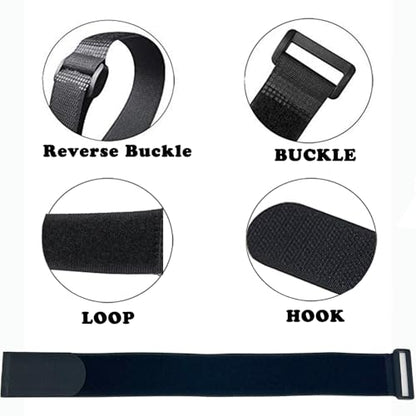 6 Pack 32 Inch heavy duty Hook and Loop Straps 2 Inch Wide Cinch Straps | Adjustable Multi-Purpose Hook and Loop Straps with Buckle,Nylon Cable Ties,Cord Ties Organized Tidy for Wire Cable Management - size: 32'' x 2'' (Black)