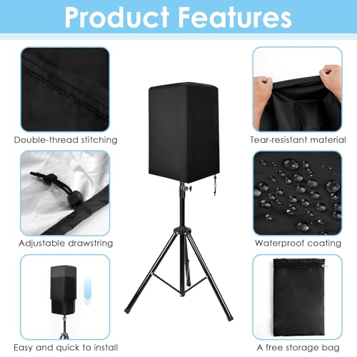 Speaker Cover, Outdoor Speaker Covers for PA/DJ Lightweight Powered Speaker, UV Protection Water Resistant Dustproof 210D Oxford Cloth Speaker Covers (2 PCS) (Black, 15 Inch) - size: 15 Inch