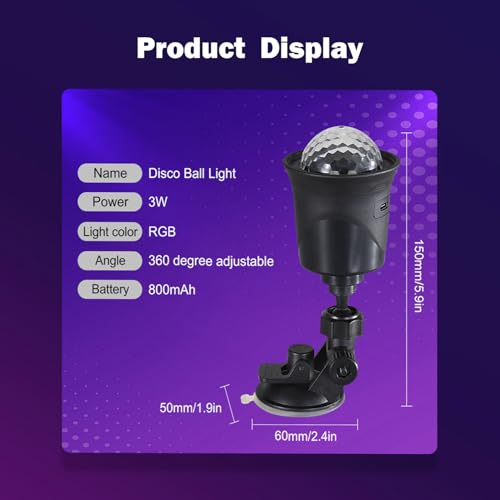 2-Pack Rechargeable Disco Ball Light Indoor Sound Activated Party Lights | Portable Party Lights Disco Ball Lights USB for Home Car Room Dance Gifts Birthday Karaoke Halloween Christmas Decorations