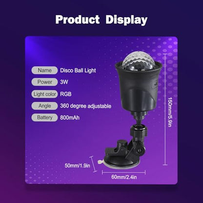2-Pack Rechargeable Disco Ball Light Indoor Sound Activated Party Lights | Portable Party Lights Disco Ball Lights USB for Home Car Room Dance Gifts Birthday Karaoke Halloween Christmas Decorations