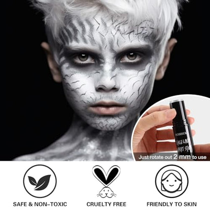 BOBISUKA Metallic Silver Face Paint Stick, Highly Pigmented Full Coverage Washable Cream Face & Body Paint for Halloween Skull Goth Robot Galaxy Cosplay SFX, Sports Eye Black Looks & Costume Party - color: Silver
