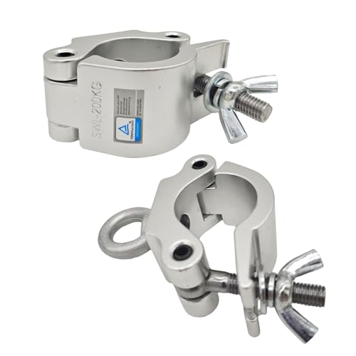 42-51mm Heavy Duty Pro Clamp with Eye Bolt for 2” Truss OD Tube Pipe | Aluminum Alloy 6061 Stage Light Clamps for LED Video Wall and Lighting Mounting