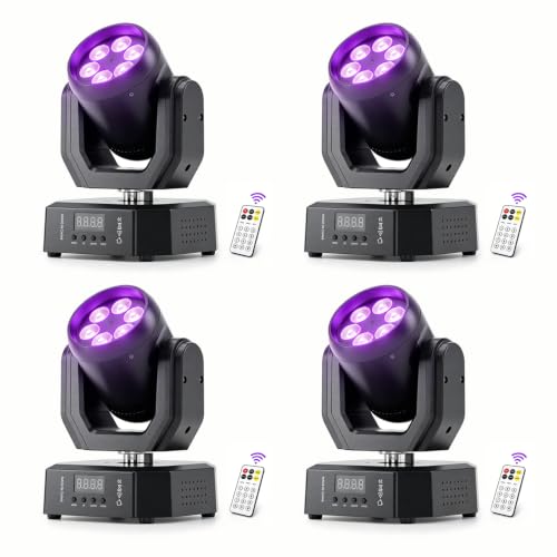 Moving Head DJ Lights Mini 6LED Stage Lights RGBW 4in1 DMX DJ Lights for Party, Live Show Performance, Small Venues (4 Packs) - color: 4 Packs