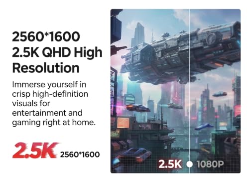 17.3" 2.5K Wireless Portable Monitor with Built‑in 8000mAh Battery 4H, AirPlay & Miracast, 2560x1400 IPS Matte HDR, 125% sRGB, 500 Nits, VESA, Auto Rotation for Phone/Tablet, USB‑C & Mini HDMI - size: 17.3
