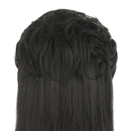 Black Mullet Wigs with Bangs for Women 80s Wigs Natural Looking Synthetic Shoulder Length Hair Cosplay Daily Wig (Black) - color: Natural Black