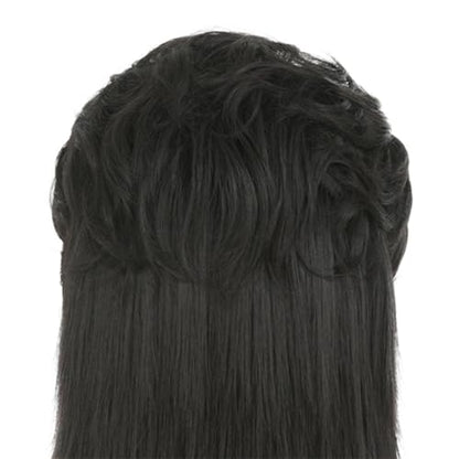 Black Mullet Wigs with Bangs for Women 80s Wigs Natural Looking Synthetic Shoulder Length Hair Cosplay Daily Wig (Black) - color: Natural Black