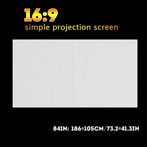 Zopsc Portable Projection Screen 16:9 White 84inch | Synthetic polyester fabric, Projector Curtain foldable, anti-reflective - color: 84inch