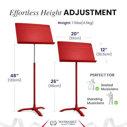 Manhasset 48 Symphony Music Stand for Sheet Music - Model 4801MRD - color: Red, Matte, size: Pack of 1