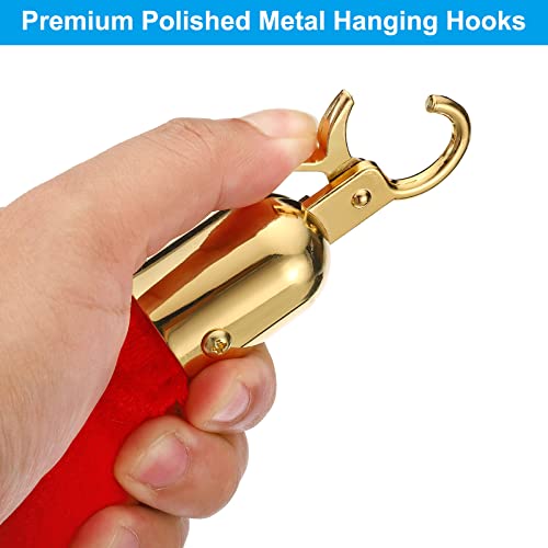 PATIKIL 3.9 Feet Red Velvet Stanchion Rope, Crowd Control Barrier Rope with Snap Hooks for Posts Stand Queue Divider of Hotel Theater, Golden - color: Red, size: 3 Feet