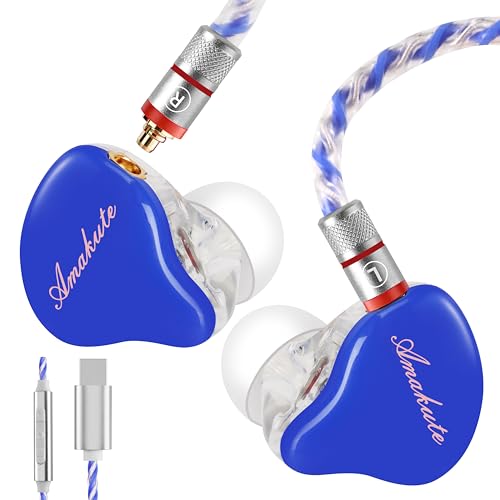 DEMAKE in-Ear Monitor with Detachable Silver-Plated Type-C Cable - color: Blue Splicing, size: Type-C With Mic
