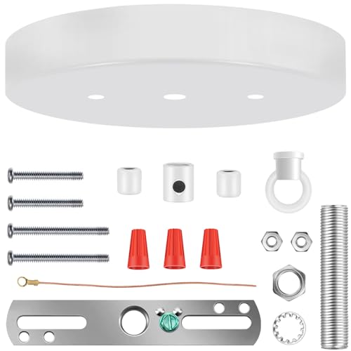6 Inches Light Canopy Kit with Heavy Duty Replacement Ceiling Cover Plate & Mounting Hardware for Lighting Fixtures Chandelier Pendant Lamp or DIY Project (White) - color: White, size: 1 Pack