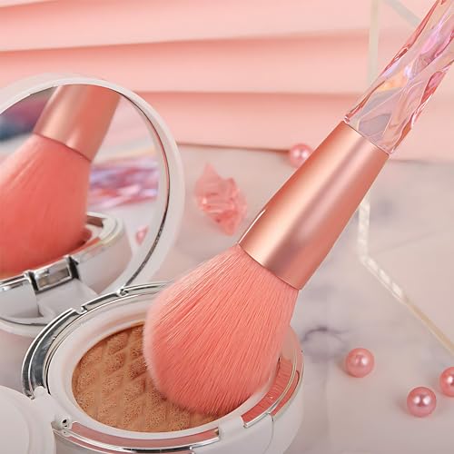 Kingtree Makeup Brushes, 10PCS Pink Crystal Makeup Brush Set Premium Synthetic Foundation Powder Concealer Eyeshadow Makeup Brush Kit, Professional Make Up Brush Set for Girls and Ladies - color: Pink