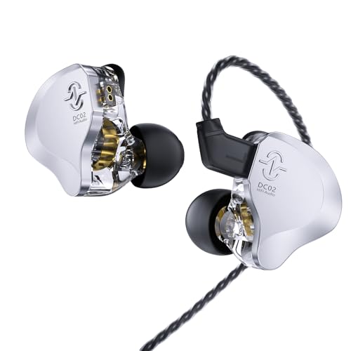 CCZ DC02 In Ear Earbud,IEM Earphone,Dual Magnetic Circuit DD HIFI Earbuds - color: Silver, size: No MIC