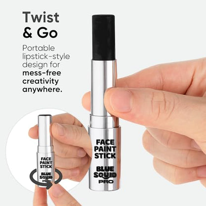 Blue Squid PRO Black Face Paint Stick - Waterproof Body Paint for Adults & Kids Eye Black Baseball, Eyeblack Softball - Vegan Hypoallergenic Twist-Up Non-Toxic Makeup Stick for Cosplay, Sports & SFX - color: Black