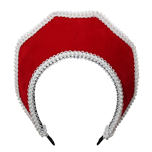 BPURB Victorian Vintage Headwear for Women Elizabethan Tudor Coronet Pilgrim Costume Accessory Anne Boleyn Hat - color: Red