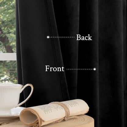 LAMIT Velvet Blackout Curtains for Bedroom 78 Inch Length, 2 Panels, Black | Halloween, Room Darkening, Thermal Insulated, Living Room Curtains, Privacy Window Drapes, Rod Pocket Back Tab, 52 x 78 Inch - color: Black, size: 52"W x 78"L (Pack of 2)