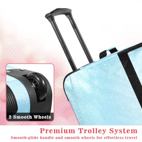 Dance Bag with Garment Rack and Curtain, 28" Rolling Dance Competition Duffle Bag with Garment Rack | Mobile Changing Station Dance Suitcase for Dancer Athlete Livestreamer Cheerleader Cosplayer - color: 28in Glitter Blue
