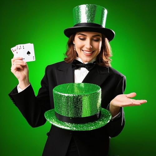 Top Hat for Men Women Adult, Magician Victorian Pilgrim Theatrical Clown Bowler Tailcoat, Cosplay Costume - color: Green