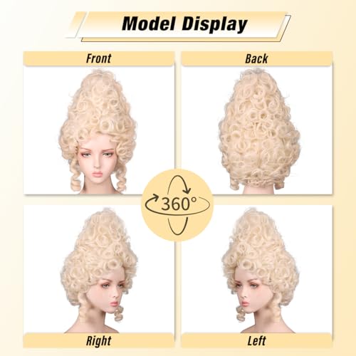 ColorGround Short Curly Beehive Wig Queen Updo Cosplay Wig for Women Halloween Costume (Blonde) - color: Blonde
