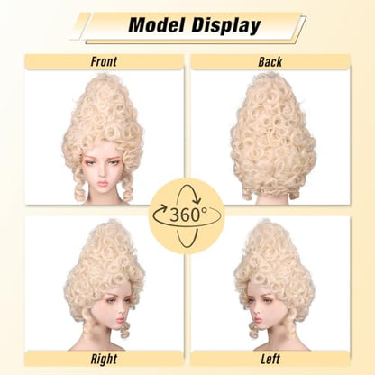 ColorGround Short Curly Beehive Wig Queen Updo Cosplay Wig for Women Halloween Costume (Blonde) - color: Blonde