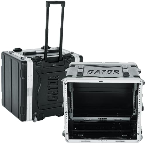 Gator Cases Lightweight Rolling 8U Rack Case with Heavy Duty Latches, Retractable Tow Handle, and Recessed Wheels, Standard 19.25" depth (GRR-8L) | Travel Friendly Mobility with Wheels & Pull Handle Lightweight Case & Field Replaceable Steel Rails - size: