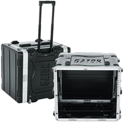 Gator Cases Lightweight Rolling 8U Rack Case with Heavy Duty Latches, Retractable Tow Handle, and Recessed Wheels, Standard 19.25" depth (GRR-8L) | Travel Friendly Mobility with Wheels & Pull Handle Lightweight Case & Field Replaceable Steel Rails - size: