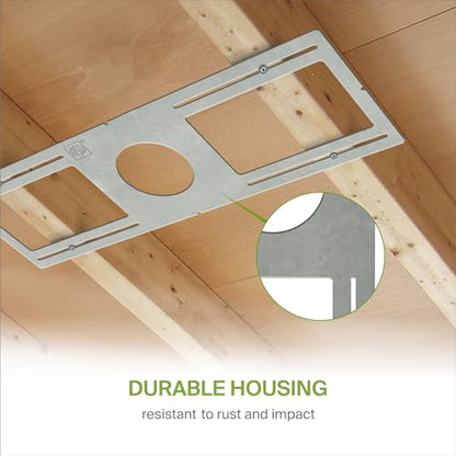 ASD 6 Pack New Construction Mounting Plate Round Hole - 4 Inch Flat Galvanized Steel Wafer Light Rough in Plate, Shallow Light Fixture Mounting Bracket for LED Recessed Lighting - color: Symmetric 4", size: 6 Pack