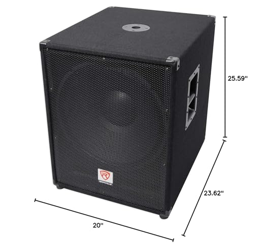 Rockville PBG18 Bundle: 18" 2000W Peak/1000W RMS Passive 8-Ohm Pro Audio Subwoofer with MDF Cabinet, WH4 3" Locking Swivel Steel Caster Wheels for PA Speakers and Subwoofers, 2-Items