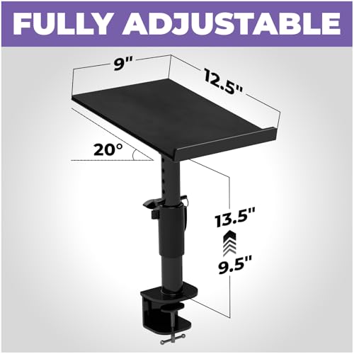 Liquid Stands Studio Monitor Stands - Music Studio Desktop Speaker Stand - 2 Pack 12x9 Clamp-on Adjustable Short or Tall Speaker Support for Music Booth Desk Audio Monitor Stand Mount with Tilt